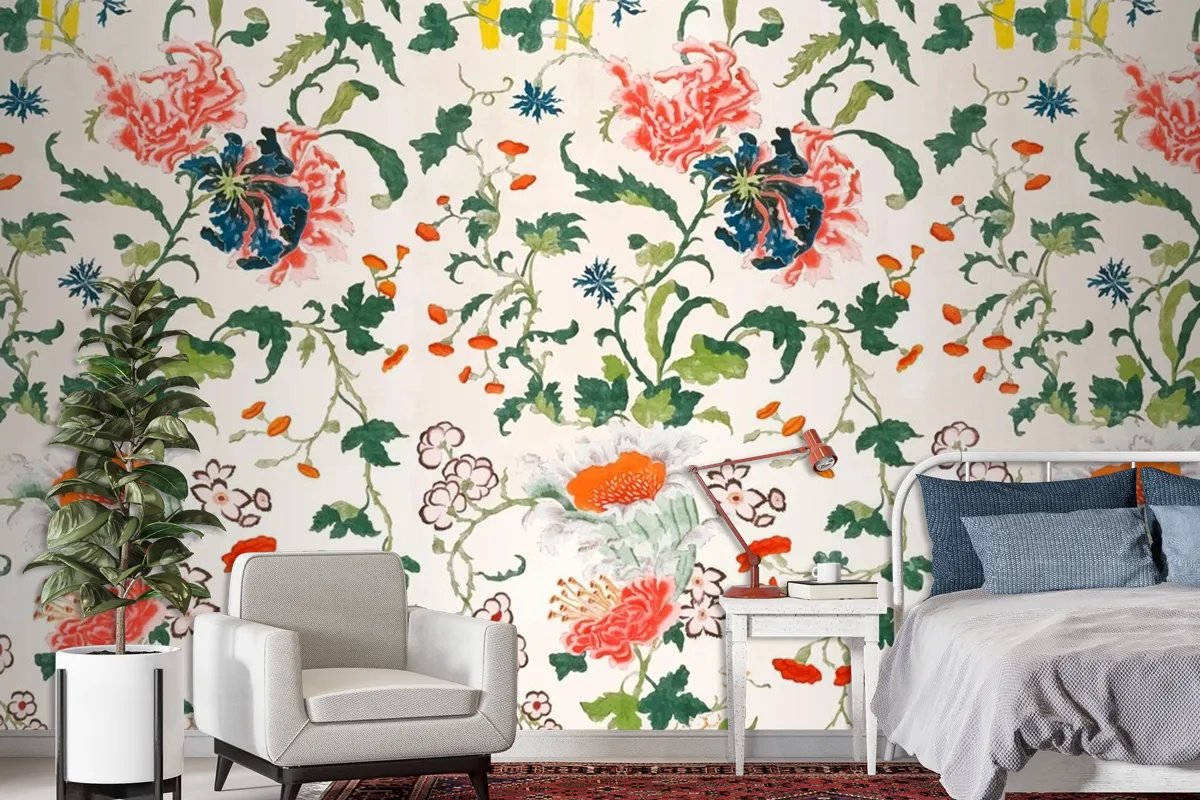 Vintage Floral Pattern Wallpaper Mural