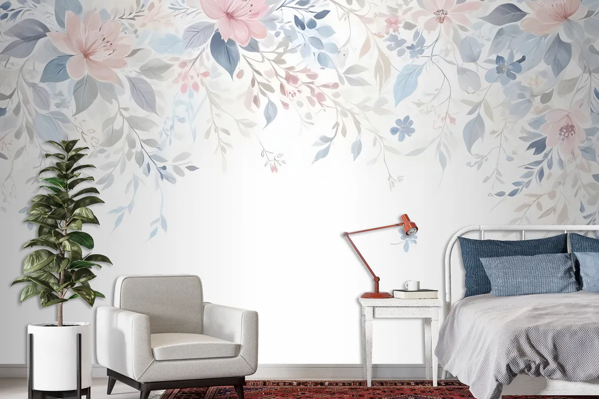 Vintage Retro Floral Art Wallpaper Mural