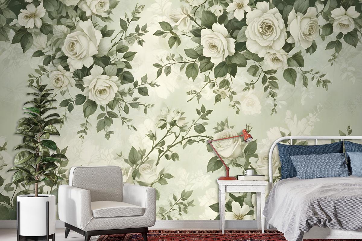 Vintage Rose Flower Wallpaper Mural