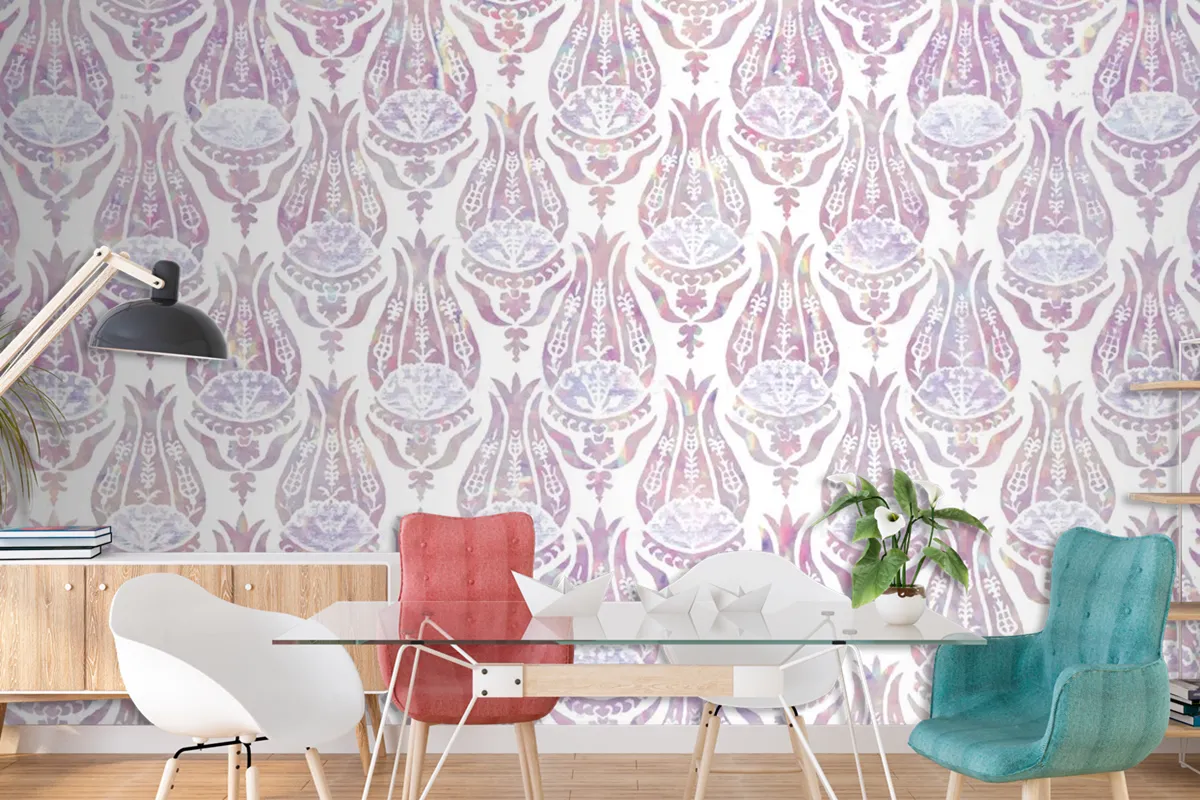 Vintage Tulip Holographic Pattern Wallpaper Mural