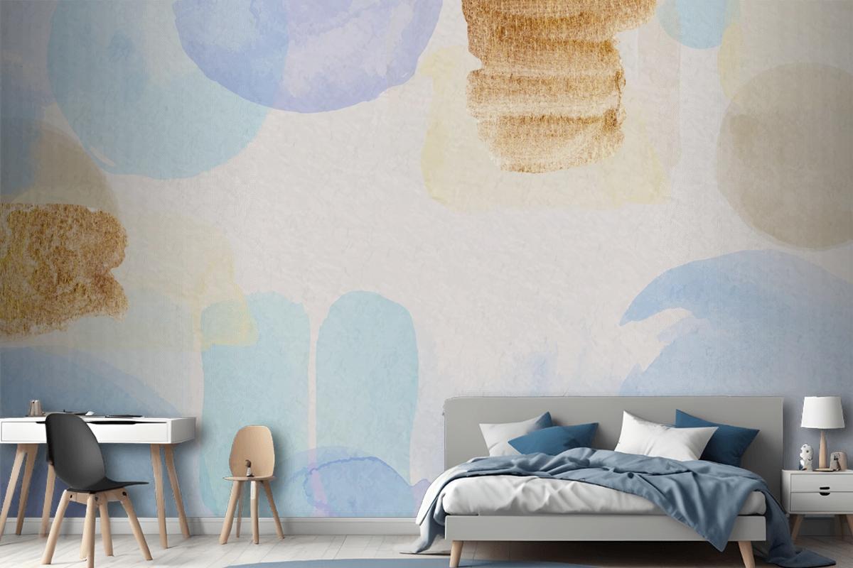 Watercolor Abstract Background With Painted Stains Wallpaper Mural