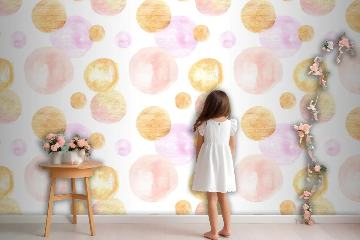 Watercolor Abstract Circular Spots Seamless Pattern Wallpaper Mural