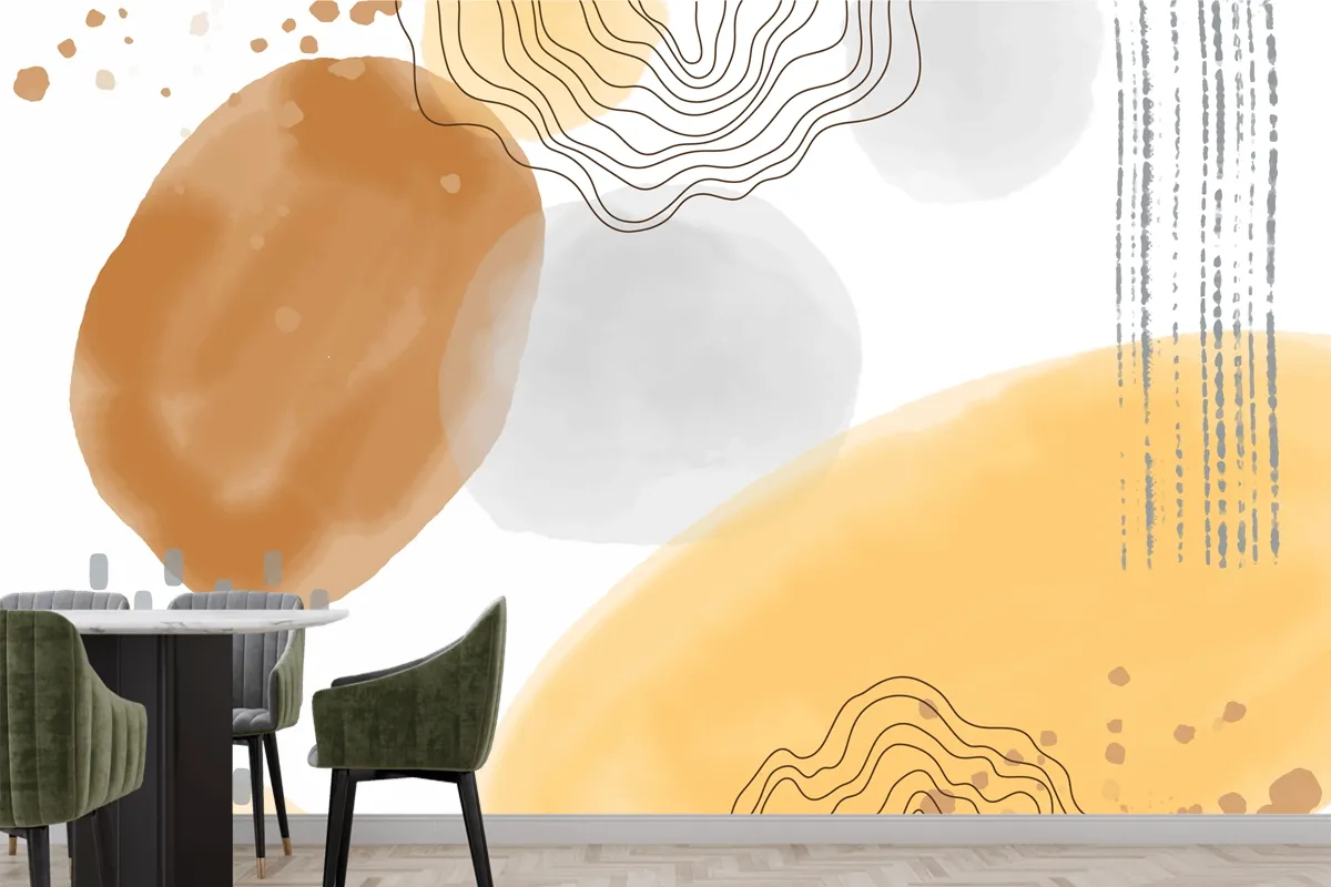 Watercolor Abstract Doodle Background Kitchen Wallpaper Mural