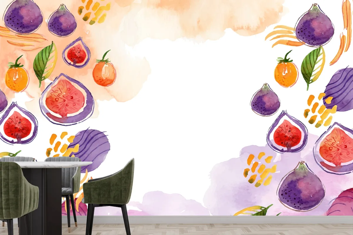 Watercolor Abstract Doodle Wallpaper Mural