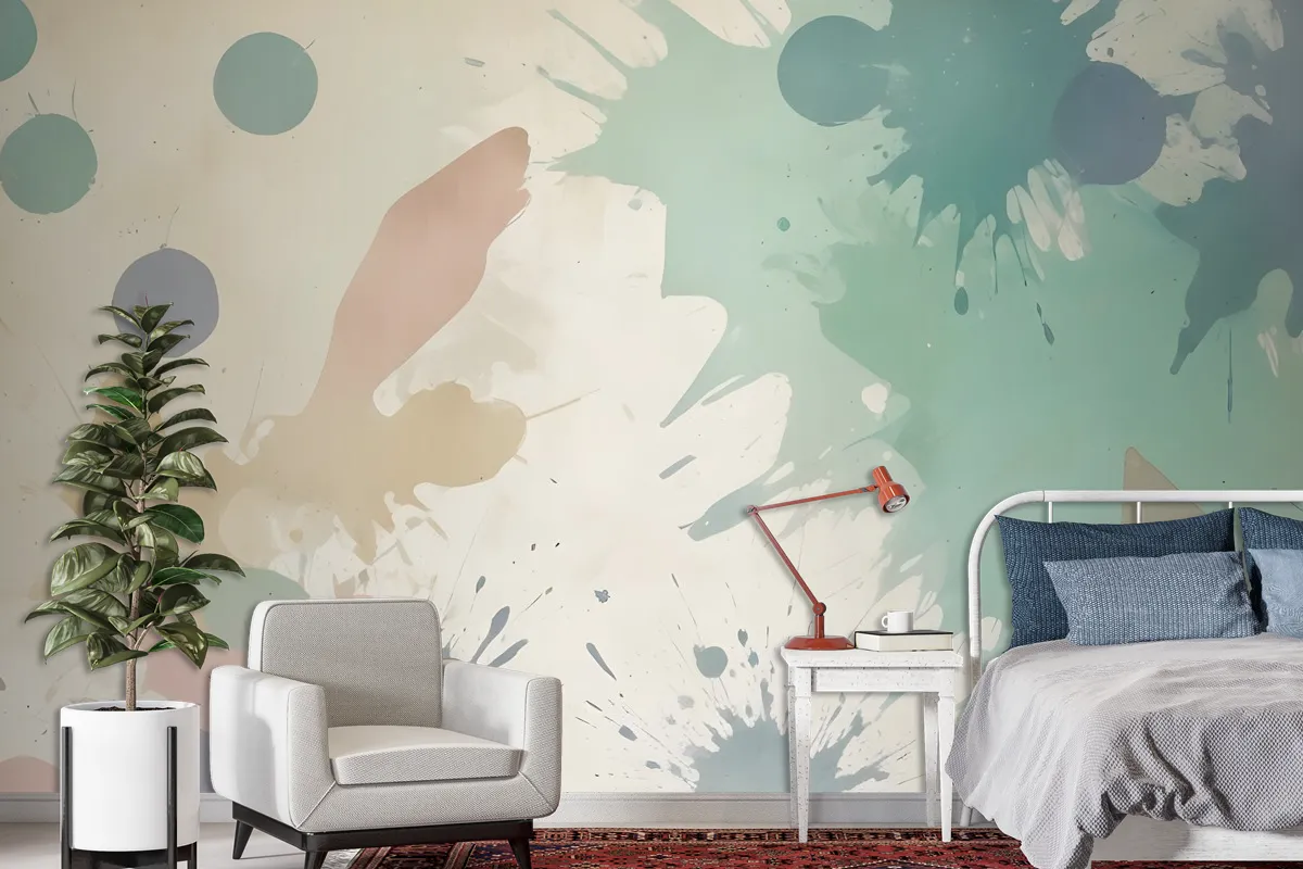 Watercolor Abstract Flowers Wallpaper Mural