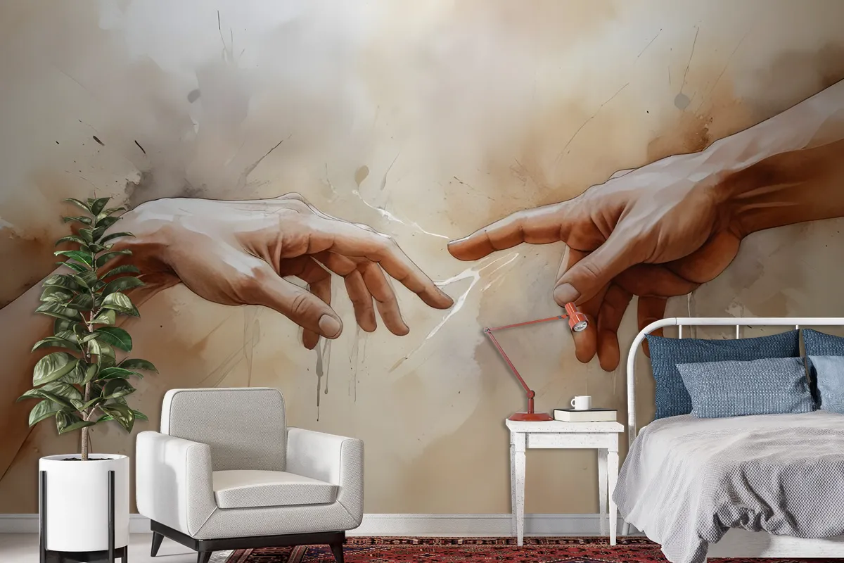 Watercolor Abstract Hands Wallpaper Mural