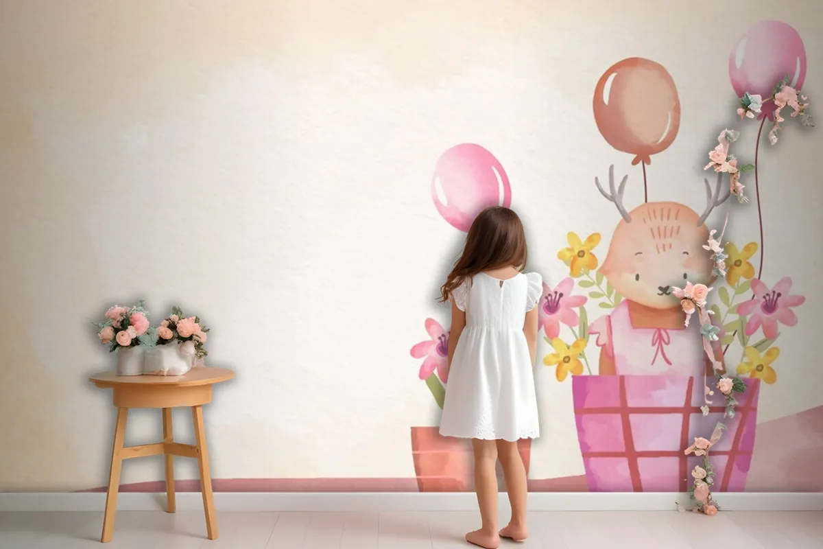 Watercolor Baby Girl Background Girl Wallpaper Mural