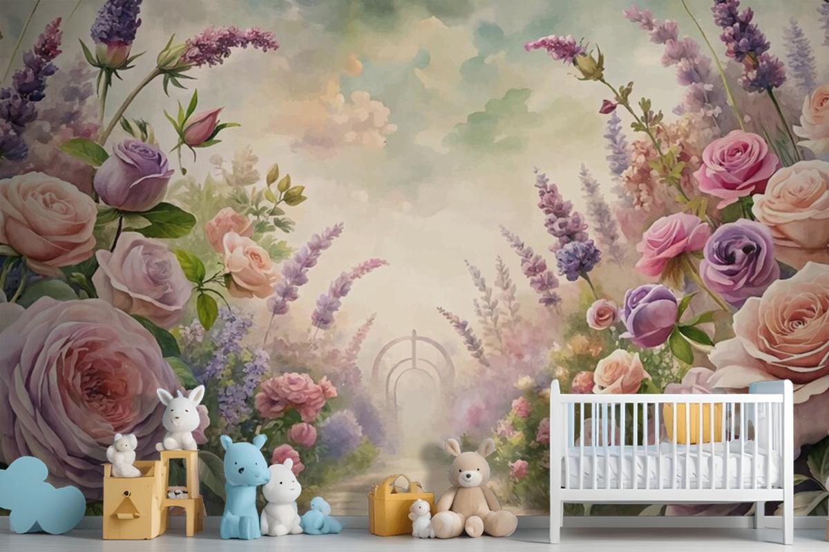 Watercolor Background Inspired By Garden Wallpaper Mural