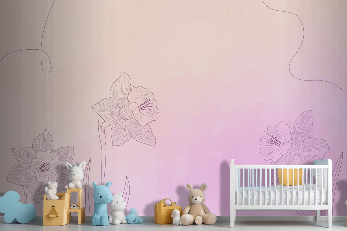 Watercolor Background With Hand Drawn Elements Wallpaper Mural