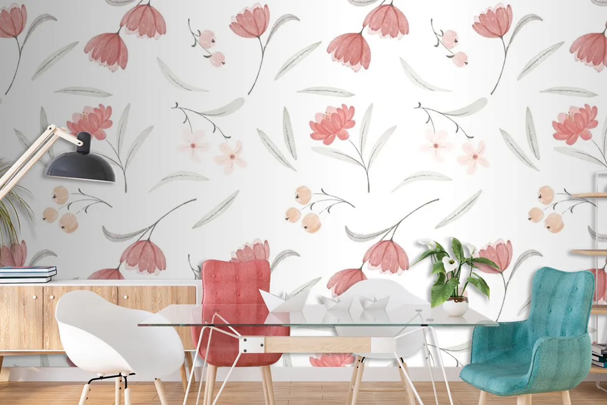 Watercolor Boho Pattern Design Wallpaper Mural