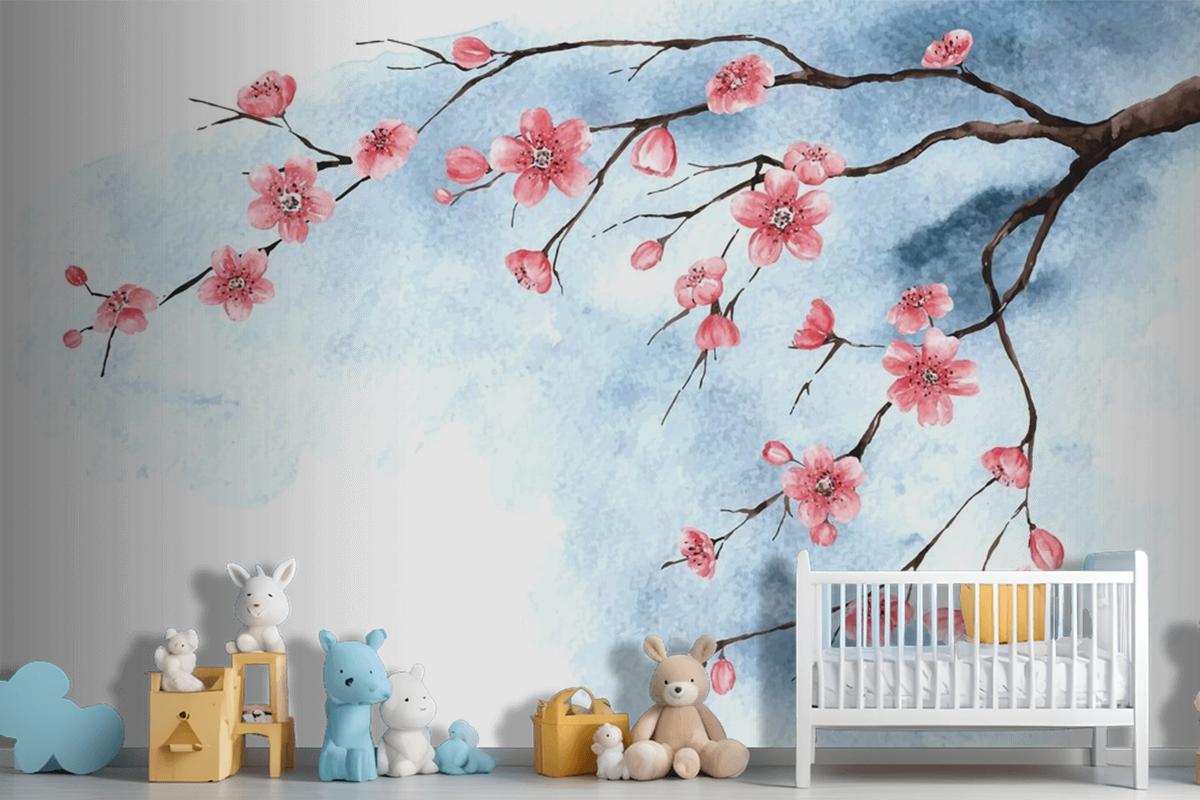 Watercolor Cherry Blossom Wallpaper Mural