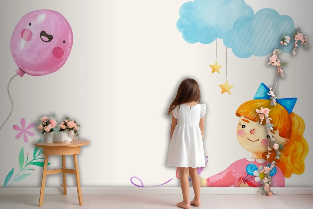 Watercolor Children'S Day In Spanish Background Wallpaper Mural