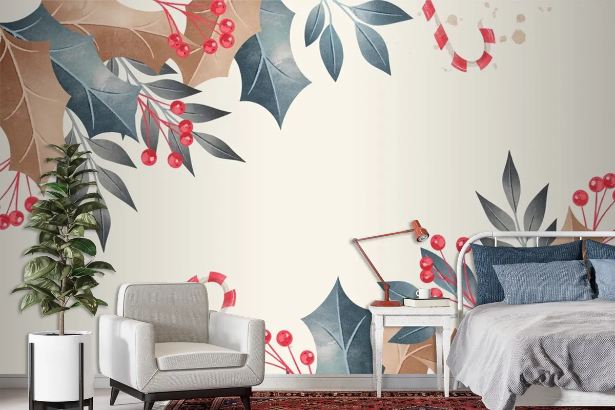 Watercolor Christmas Background Wallpaper Mural