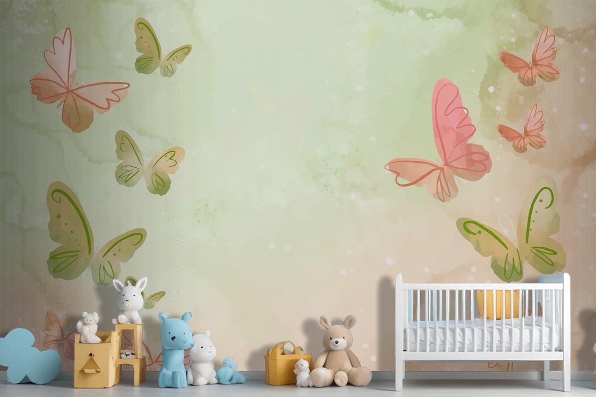 Watercolor Colorful Butterfly Background Wallpaper Mural