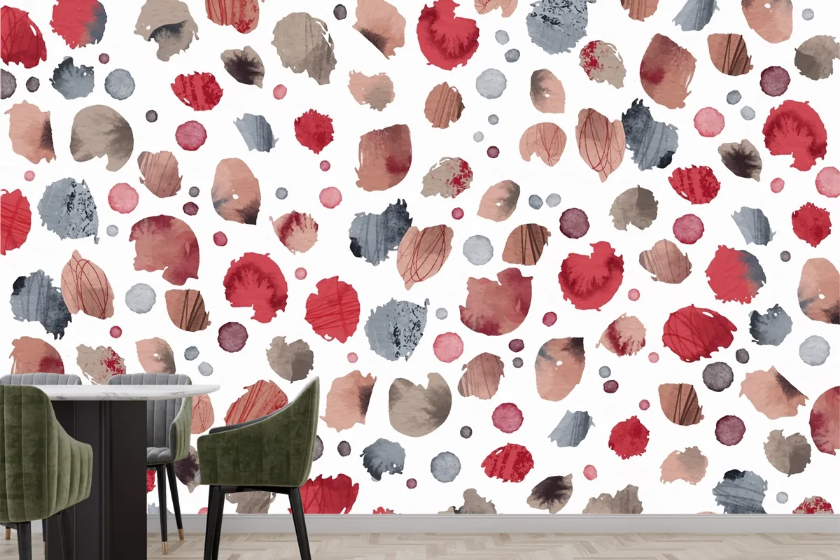 Watercolor Dotty Pattern Kitchen Wallpaper Mural