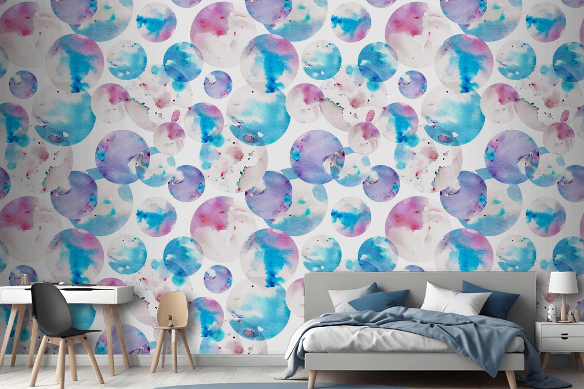 Watercolor Dotty Pattern Wallpaper Mural