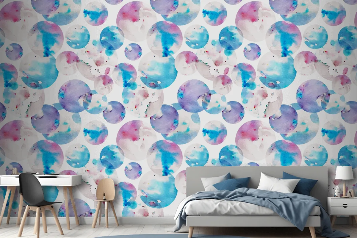 Watercolor Dotty Pattern Wallpaper Mural