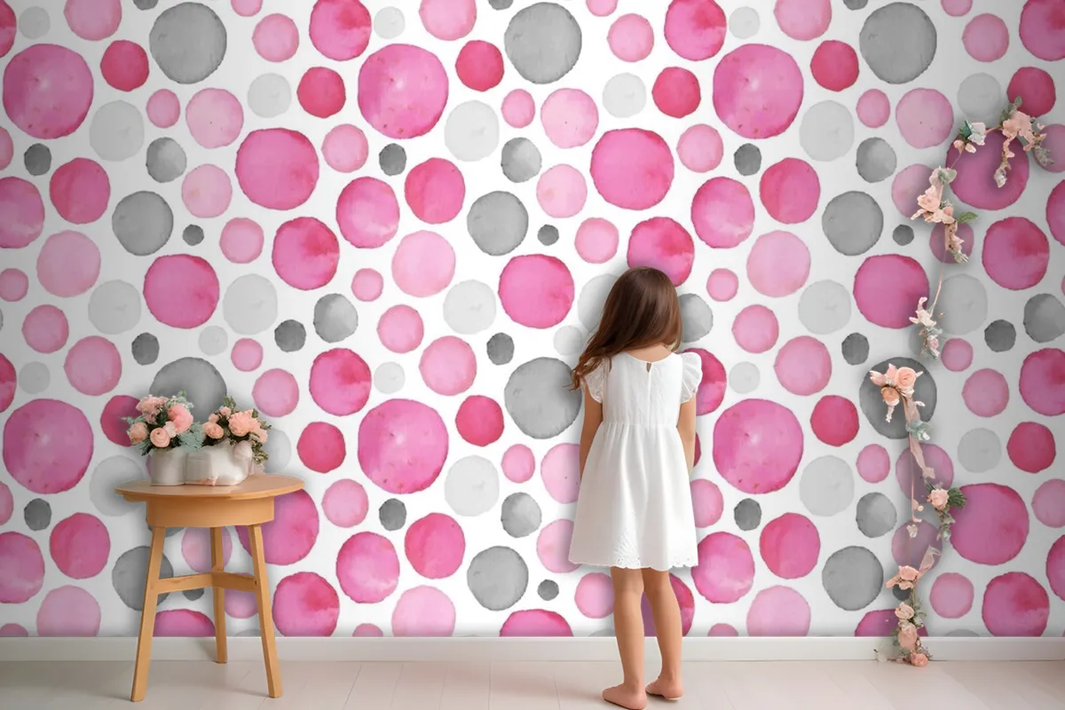 Watercolor Dotty Pattern Wallpaper Mural