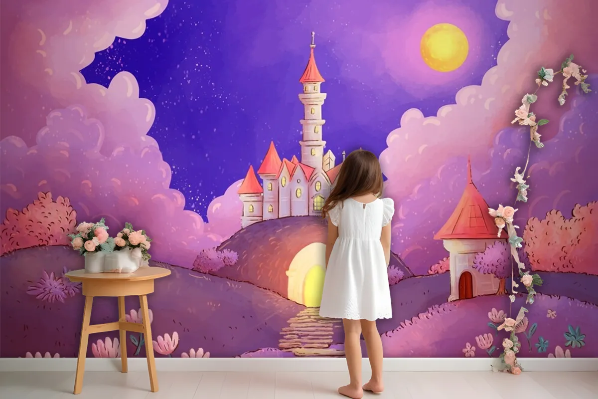 Watercolor Fairytale Background Wallpaper Mural