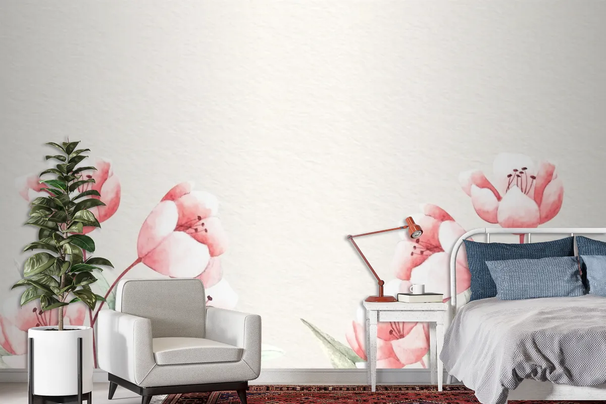 Watercolor Floral Background With Soft Colors Wallpaper Mural