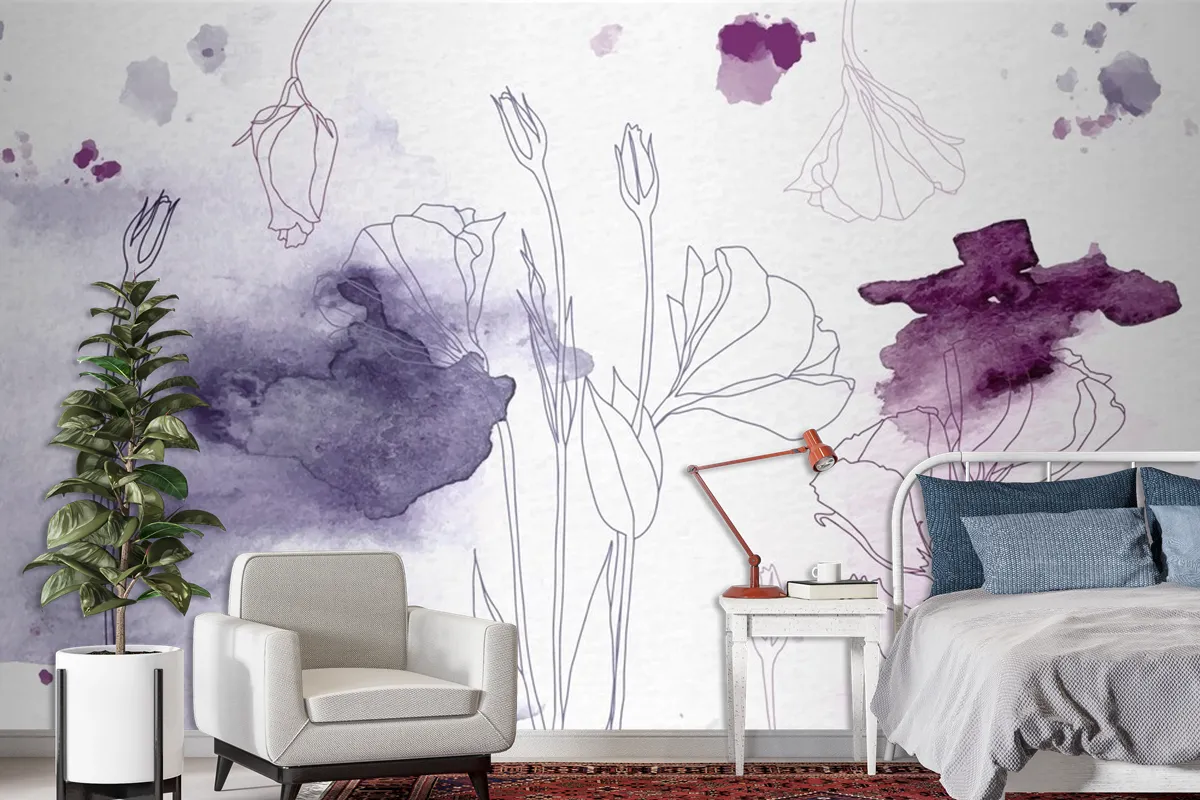 Watercolor Floral Background Wallpaper Mural