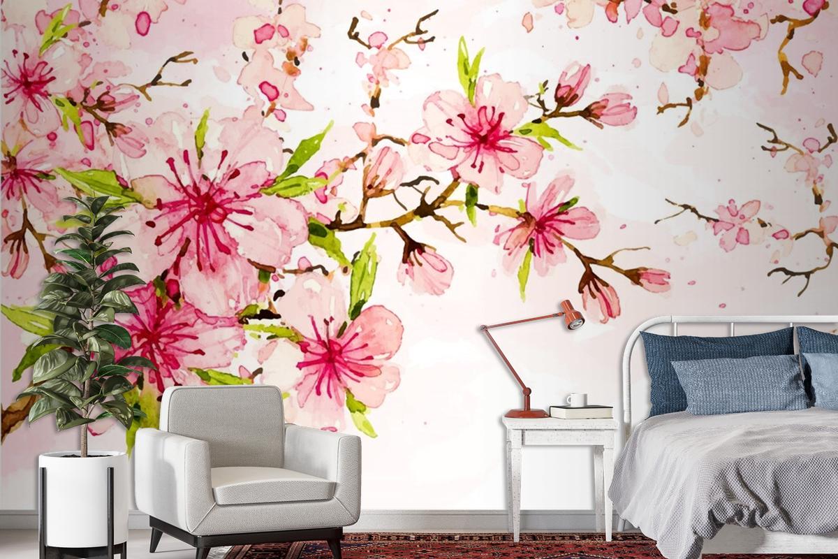 Watercolor Floral Background Wallpaper Mural