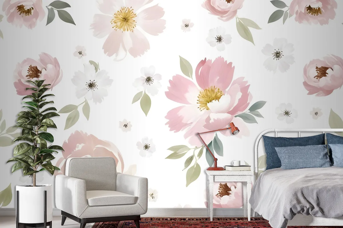 Watercolor Floral Wallpaper Mural