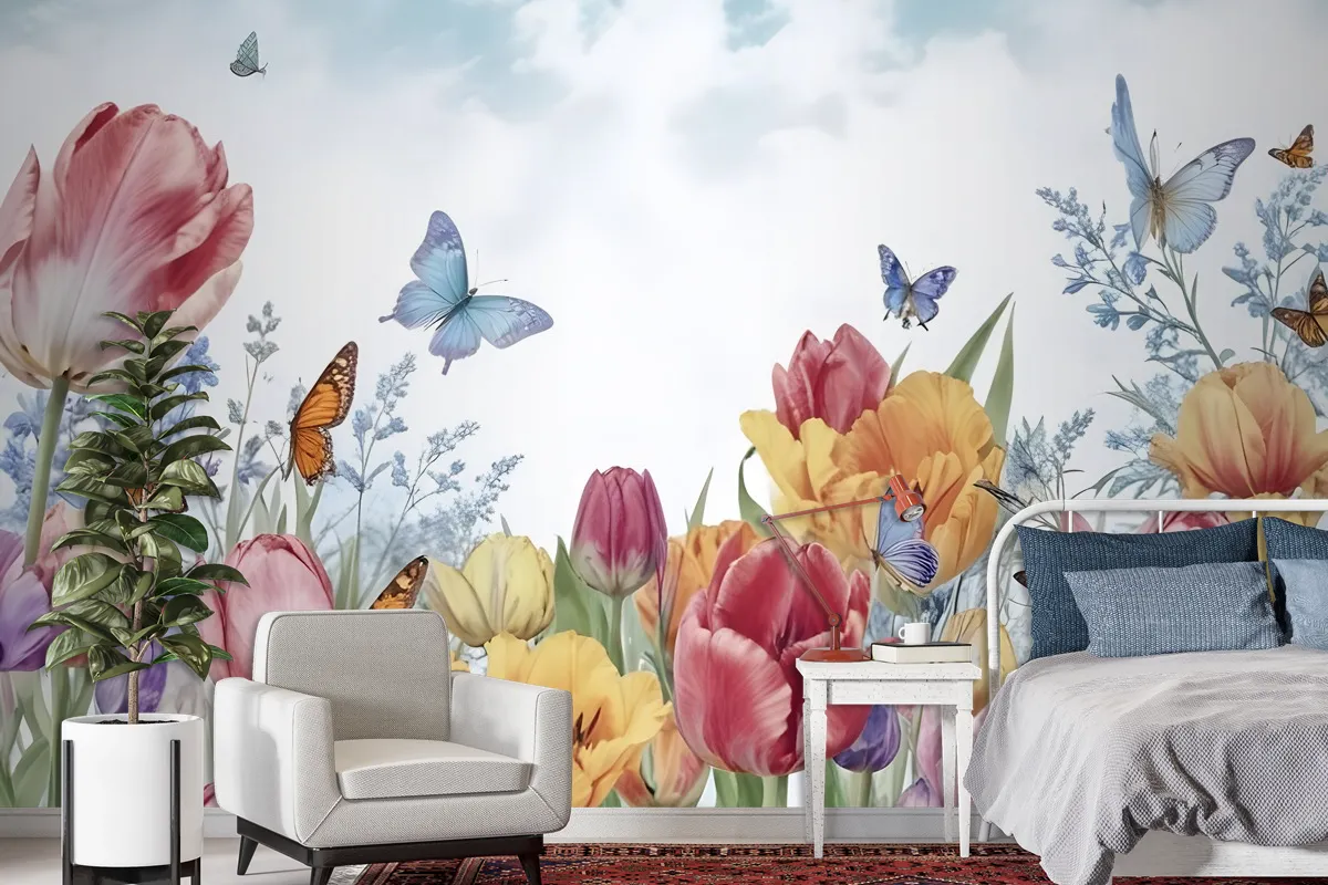 Watercolor Garden Floral Wallpaper Mural