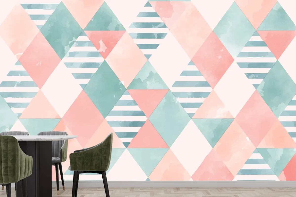 Watercolor Geometric Background Kitchen Wallpaper Mural