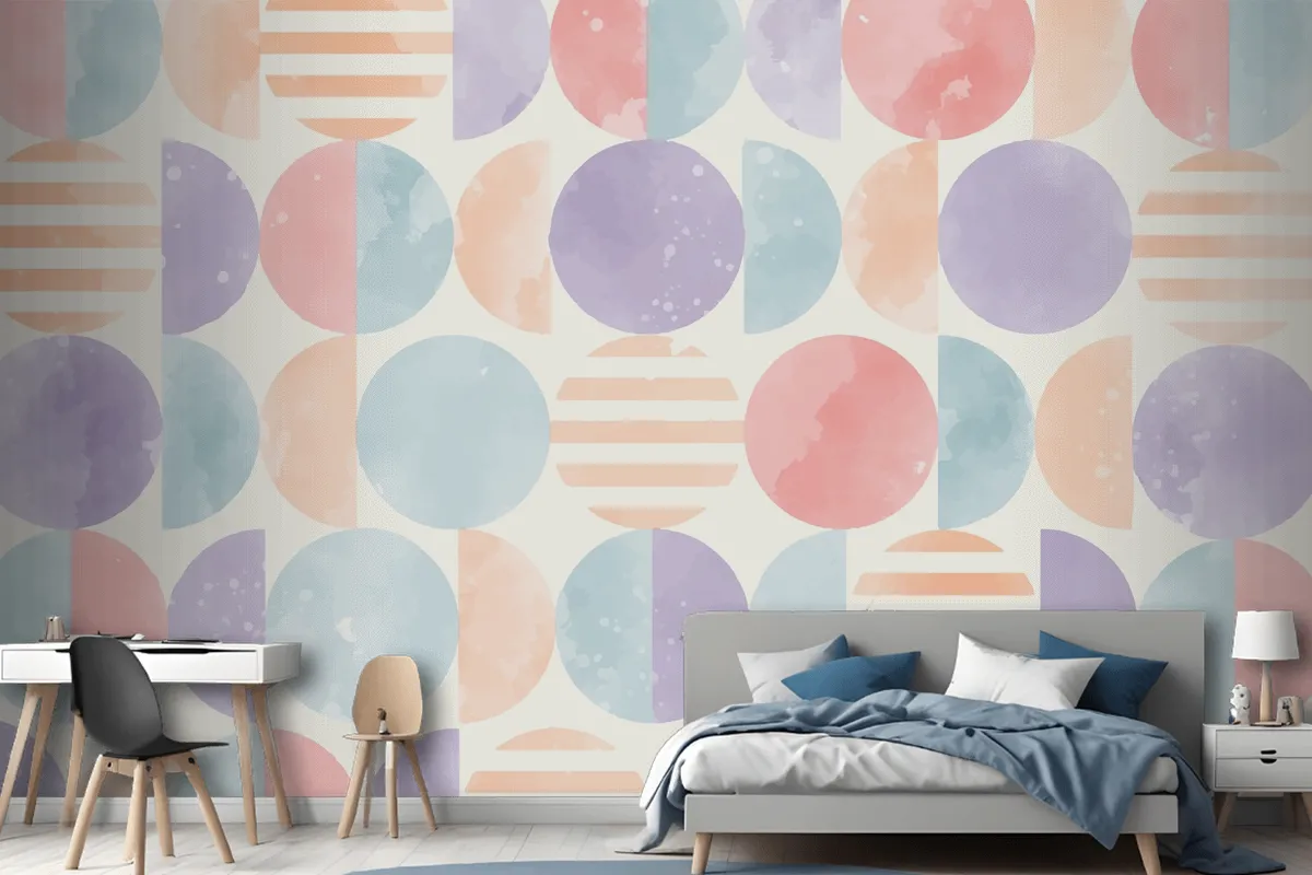 Watercolor Geometric Background Wallpaper Mural