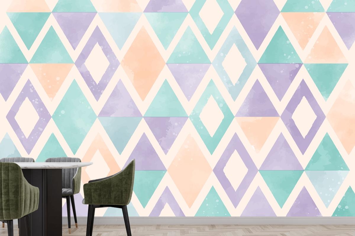 Watercolor Geometric Kitchen Wallpaper Mural