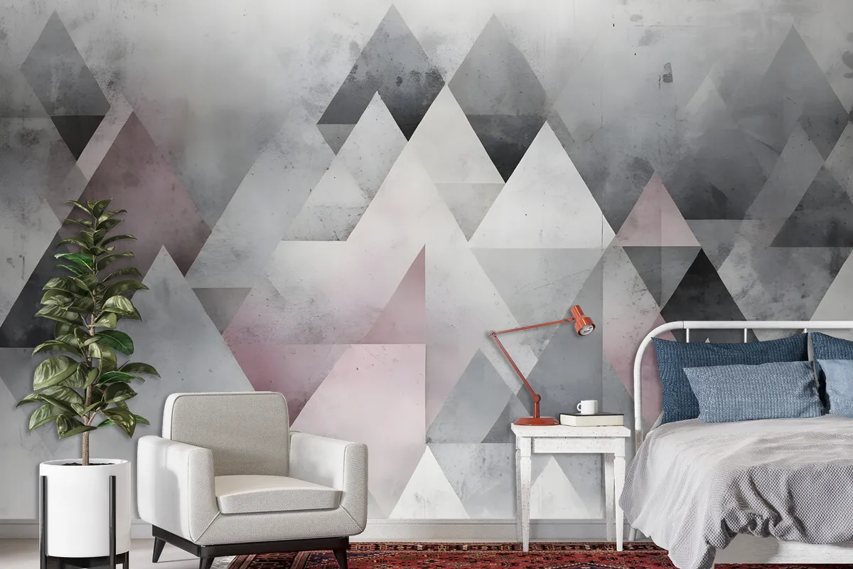 Watercolor Geometric Triangle Pattern Wallpaper Mural