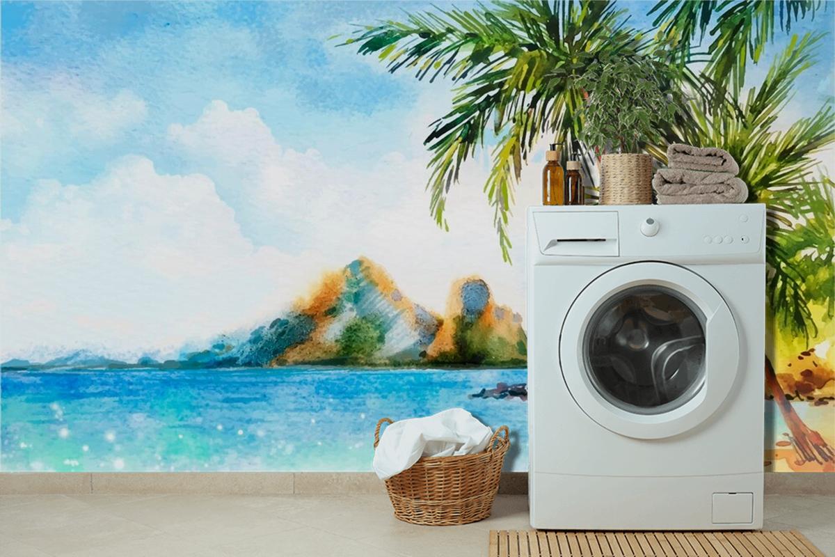 Watercolor Hello Summer Concept Wallpaper Mural