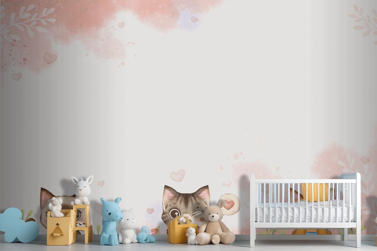 Watercolor International Cat Day Wallpaper Mural