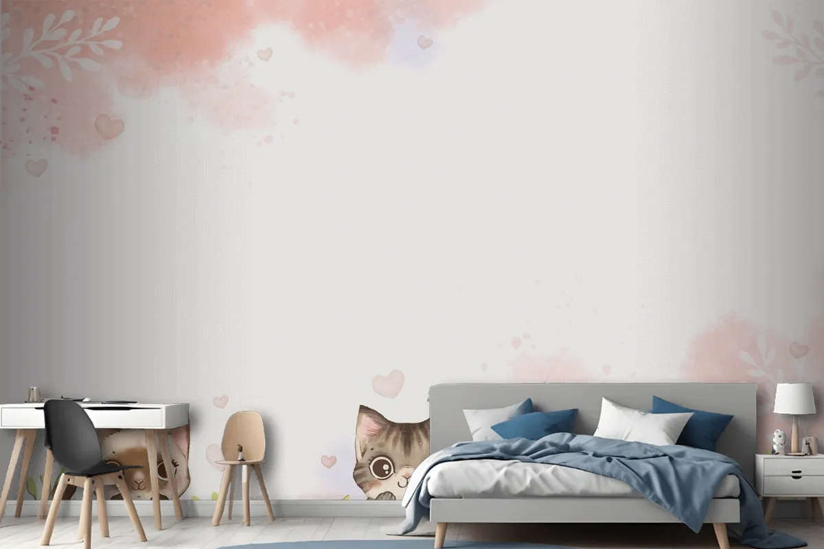 Watercolor International Cat Day Wallpaper Mural