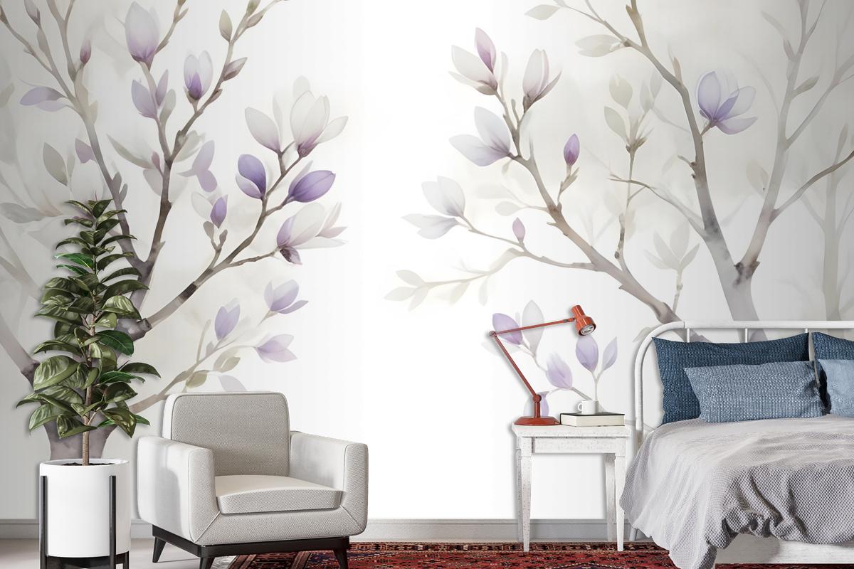 Watercolor Magnolia Floral Wallpaper Mural