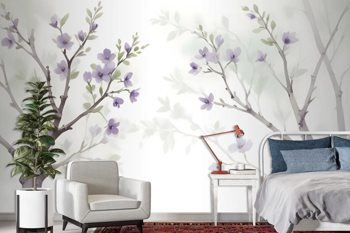 Watercolor Magnolia Floral Wallpaper Mural