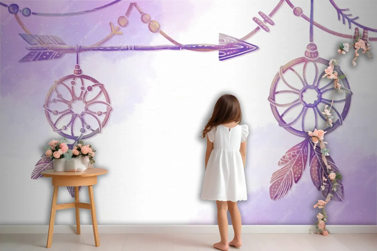 Watercolor Painted Boho Background Wallpaper Mural