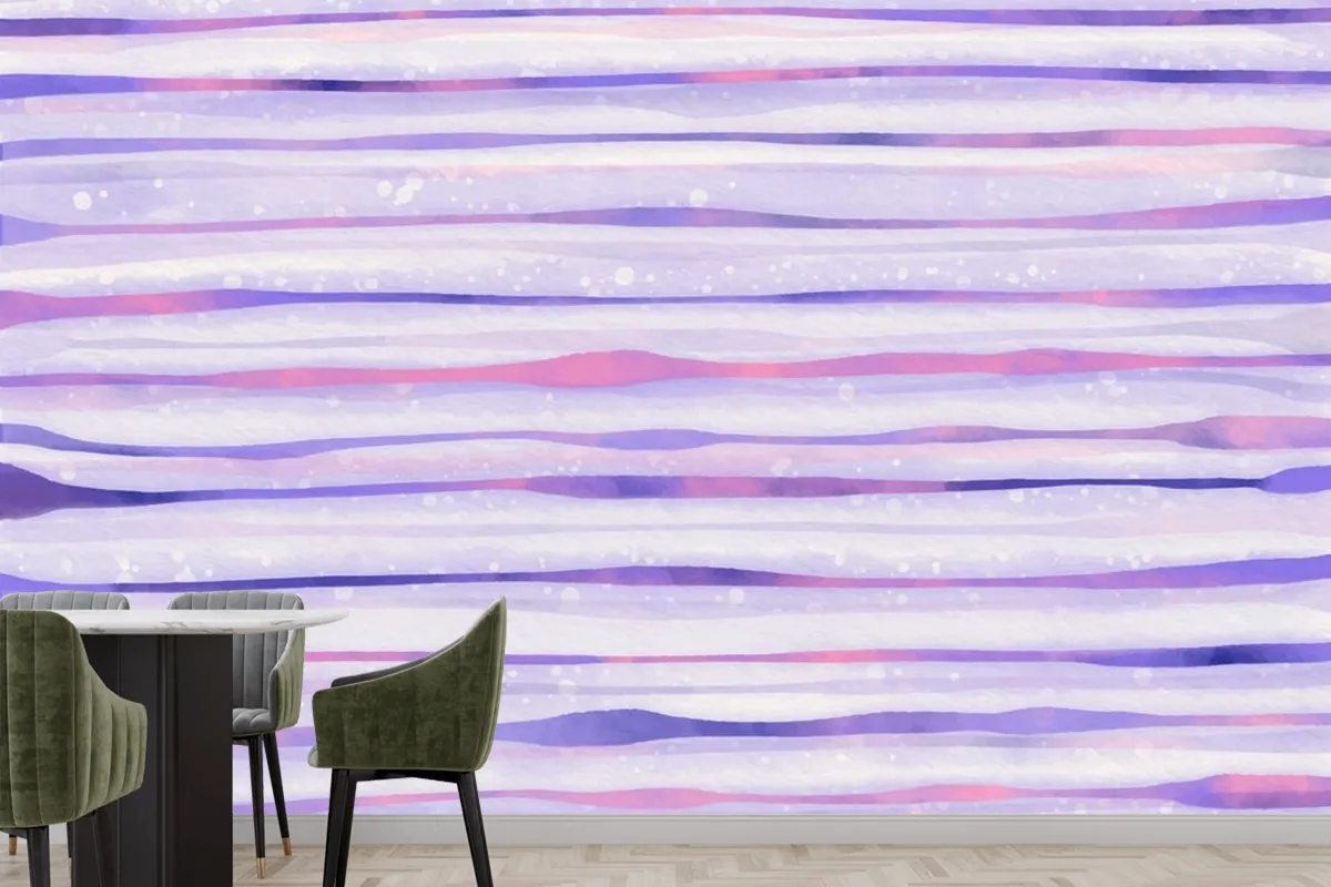 Watercolor Purple Striped Background Wallpaper Mural