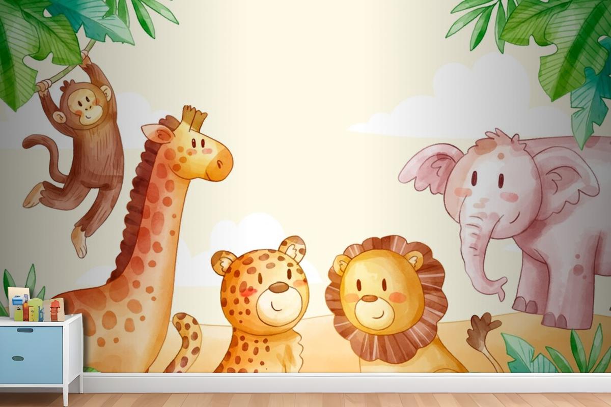 Watercolor Safari Background Wallpaper Mural