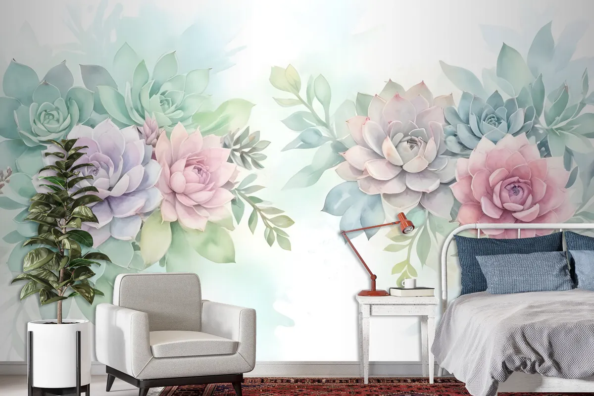 Watercolor Soft Floral Wallpaper Mural