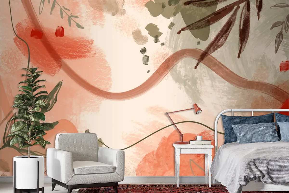 Watercolor Terracotta Pattern Design Wallpaper Mural