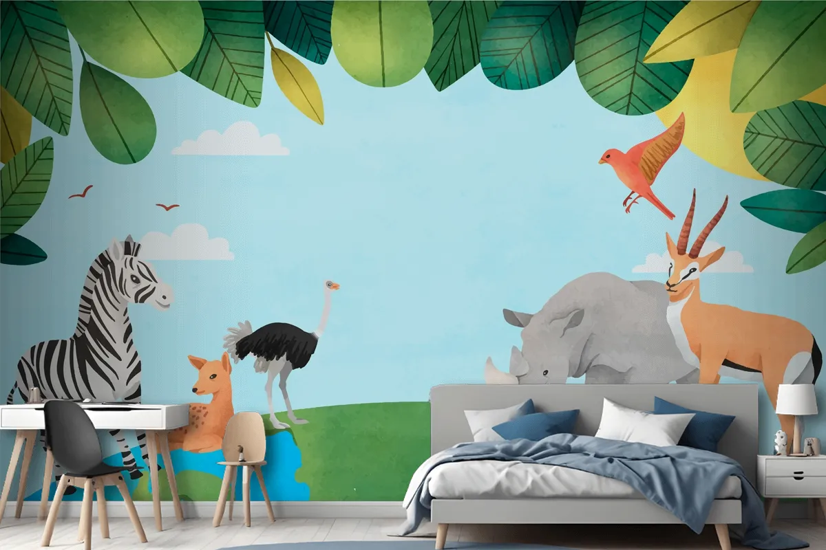 Watercolor World Animal Day Background Wallpaper Mural