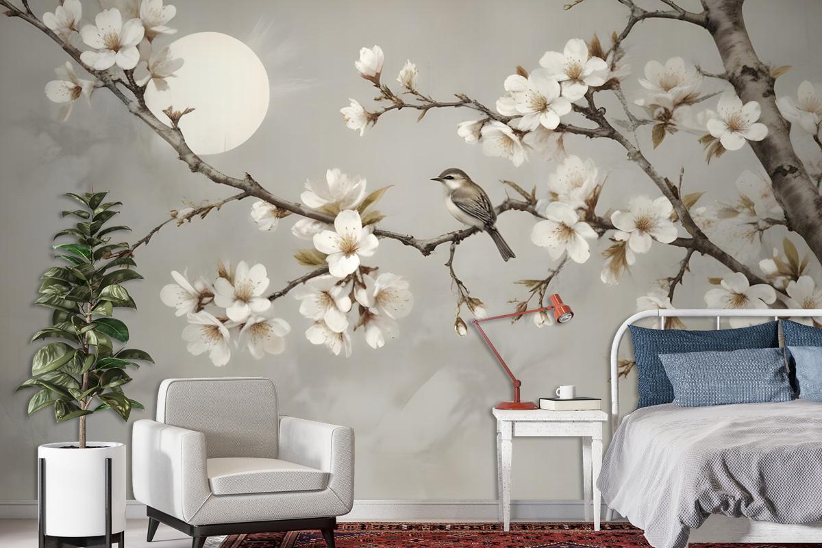 White Plum Blossom Wallpaper Mural