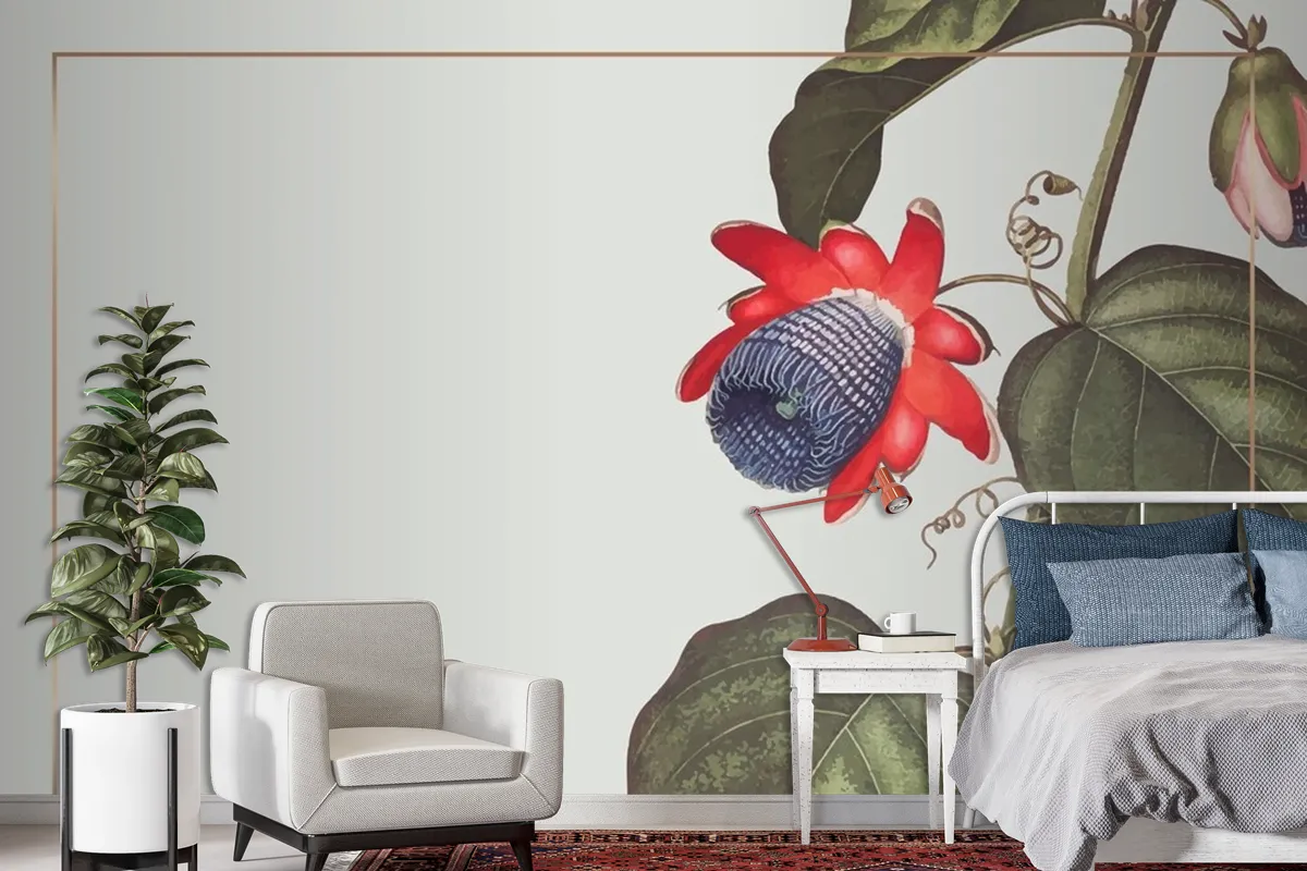 The Winged Passion Flower Rectangle Frame Wallpaper Mural