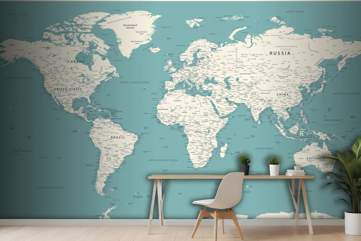 World Map Vintage Political Detailed Wallpaper Mural