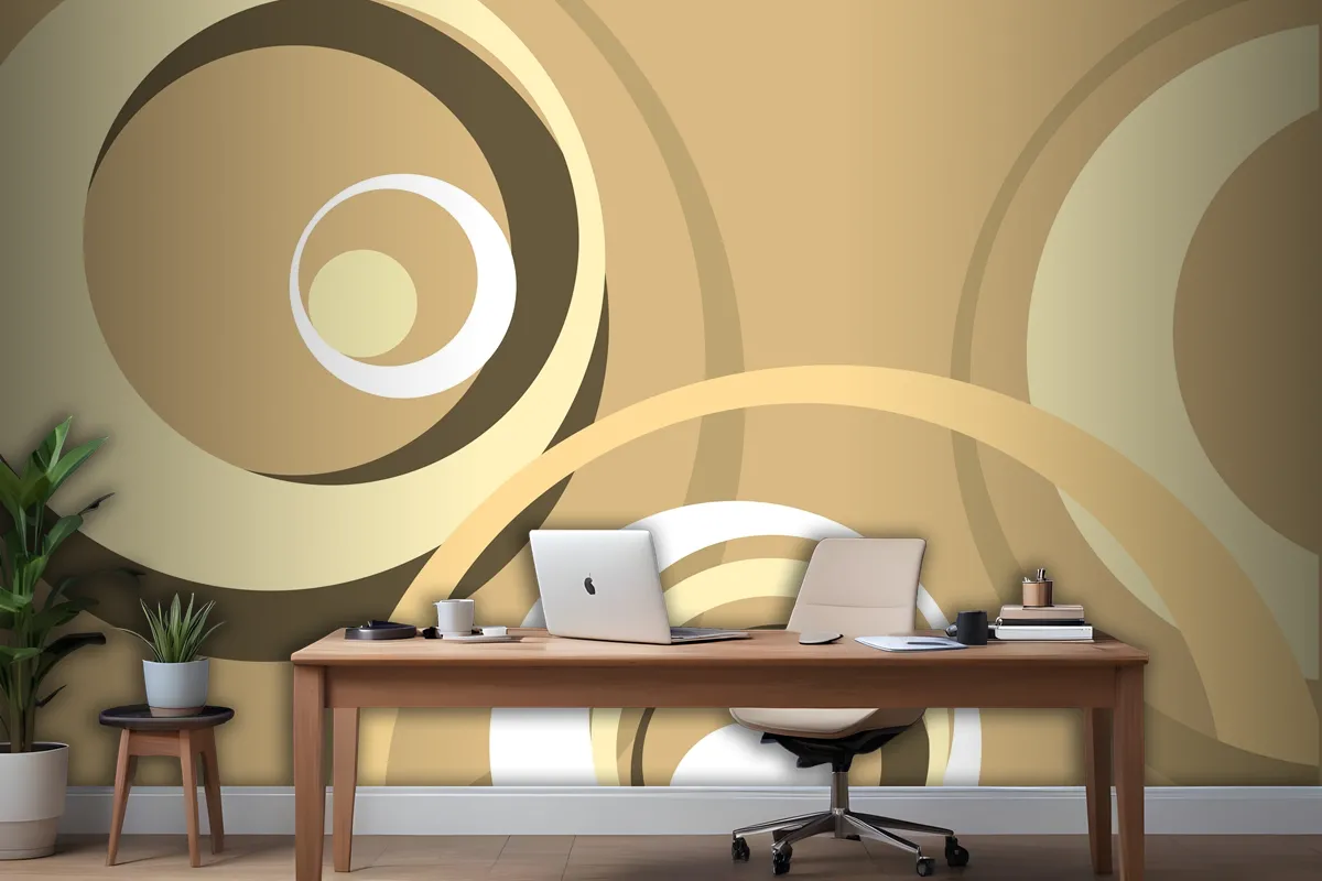 Retro Background With Circular Wavy Shapes Wallpaper Mural