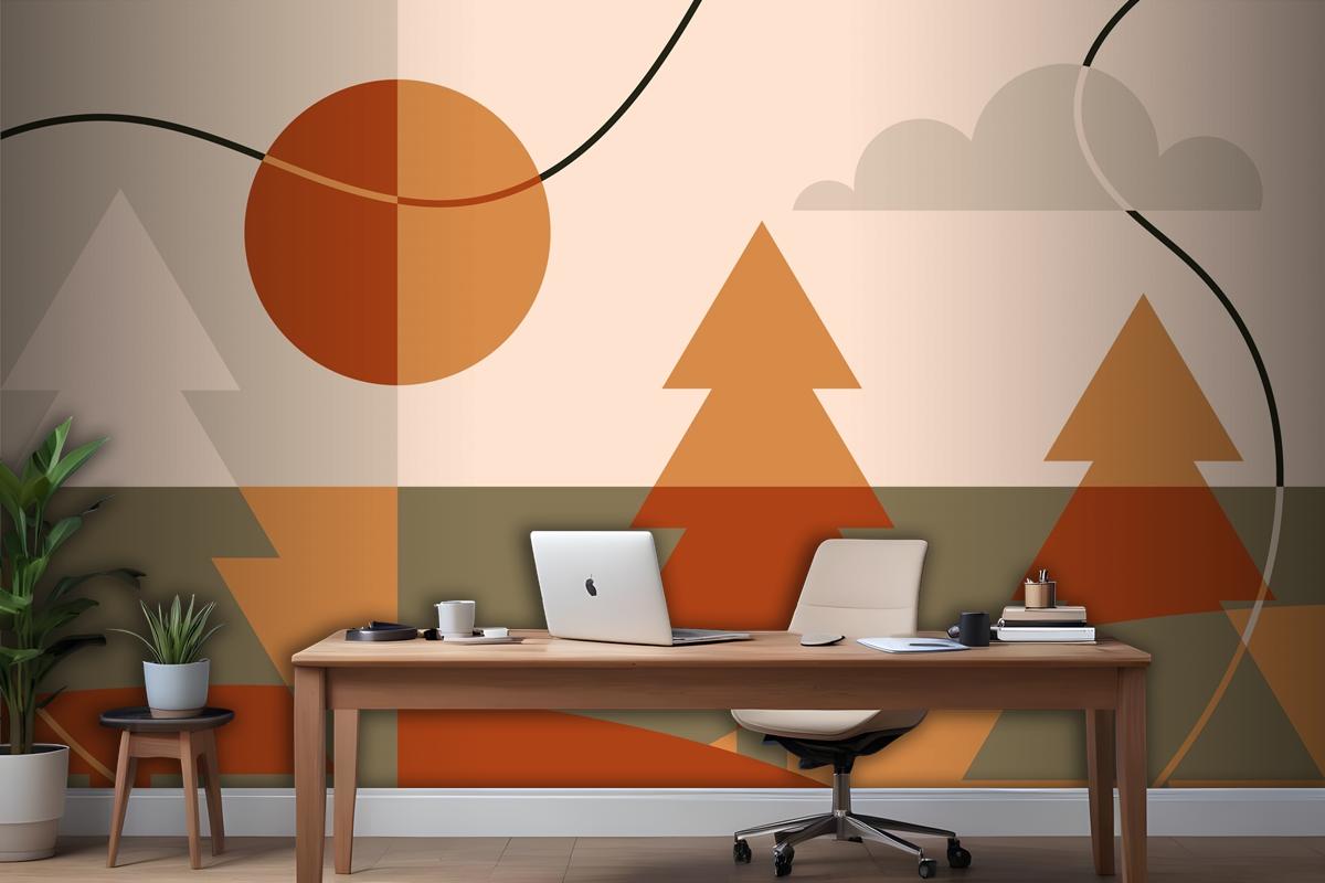 Flat Design Soft Earth Tones Background Wallpaper Mural