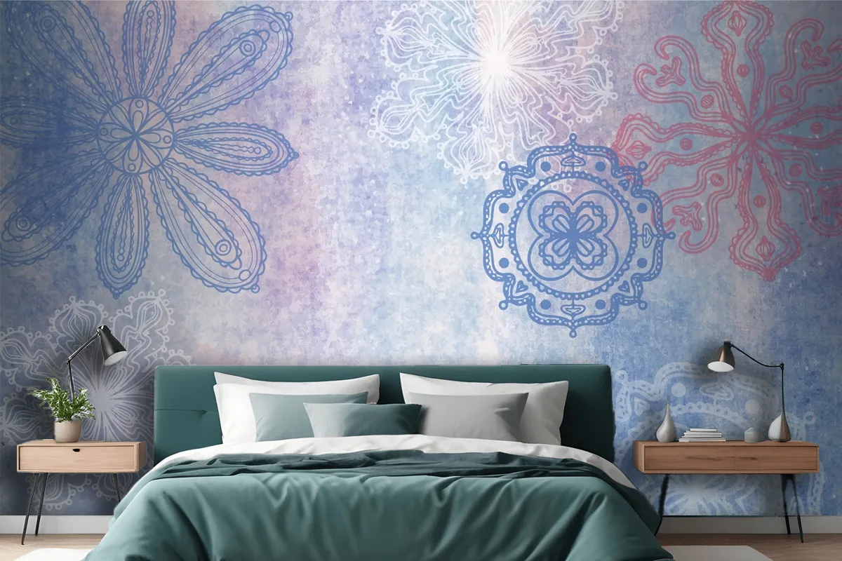 Watercolor Background With Hand Drawn Elements Wallpaper Mural