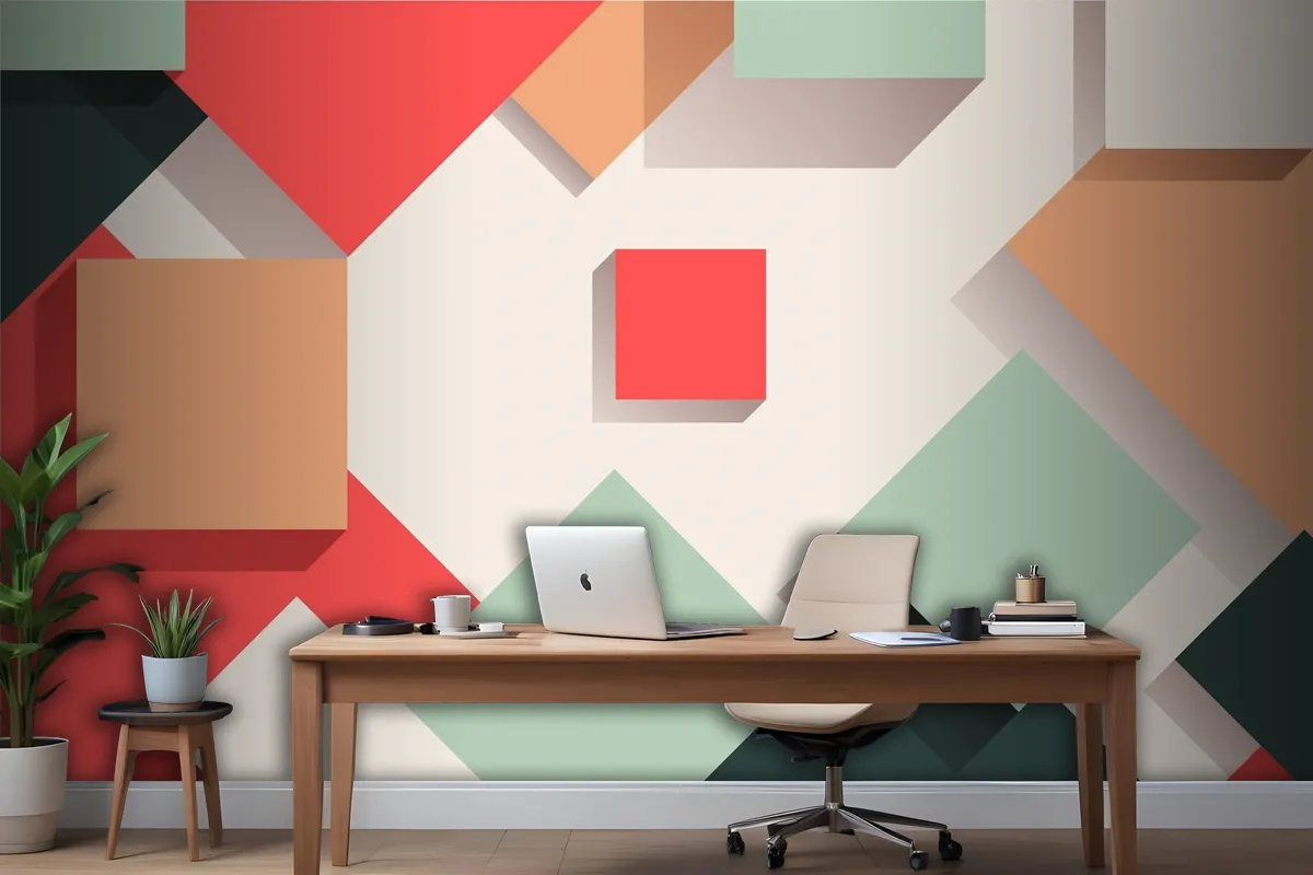 Flat Geometric Background Office Wallpaper Mural